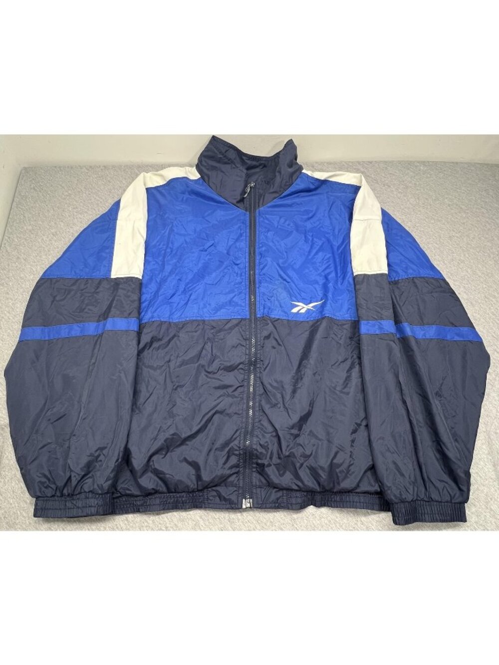 Vintage Reebok Jacket Mens XXL Blue Navy Colorblock Full Zip Windbreaker 90s